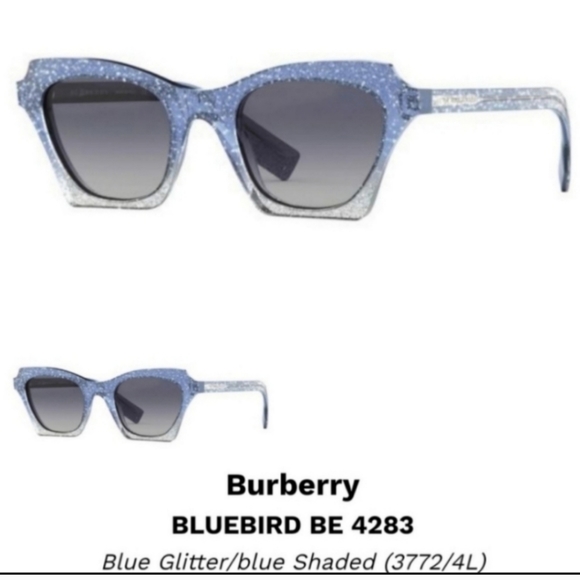 Burberry butterfly bluebird blue glitter sunglasses New - Picture 3 of 11
